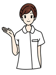 女性看護師の正面立ちポーズ　上半身　案内