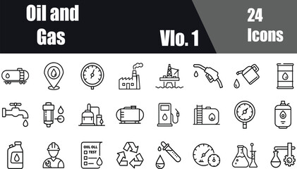 Oil and Gas Outline Line Icon Set 1