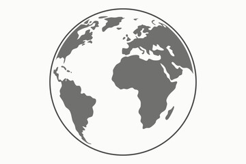 Simple Gray Globe Minimalist Drawing on White world
