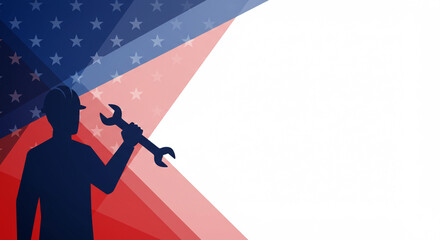 Celebrating Labor Day with Patriotic Pride, A Silhouette of American Workforce and Patriotic Design