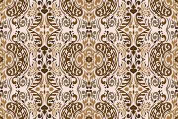 Seamless geometric and doodles line, traditional ikat pattern with earthy tones in geometric and tribal-inspired design. Ideal for textiles, wallpapers, and ethnic-themed projects.