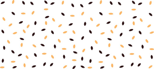 Abstract watermelon seeds pattern isolated on transparent background, horizontal vector design