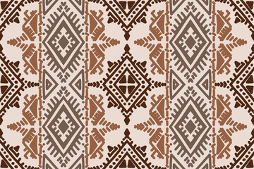 Seamless geometric and doodles line, traditional ikat pattern with earthy tones in geometric and tribal-inspired design. Ideal for textiles, wallpapers, and ethnic-themed projects.