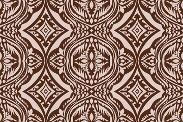Seamless geometric and doodles line, traditional ikat pattern with earthy tones in geometric and tribal-inspired design. Ideal for textiles, wallpapers, and ethnic-themed projects.