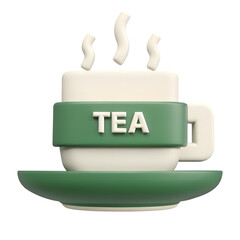 A tea cup icon with green tea and steam