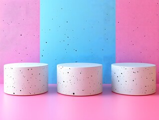 Speckled Cylinders on Pastel Pink and Blue Background