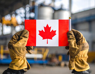 Canadian Pride and Workplace Safety, Industrial Setting Honoring Canada with Safety Gear