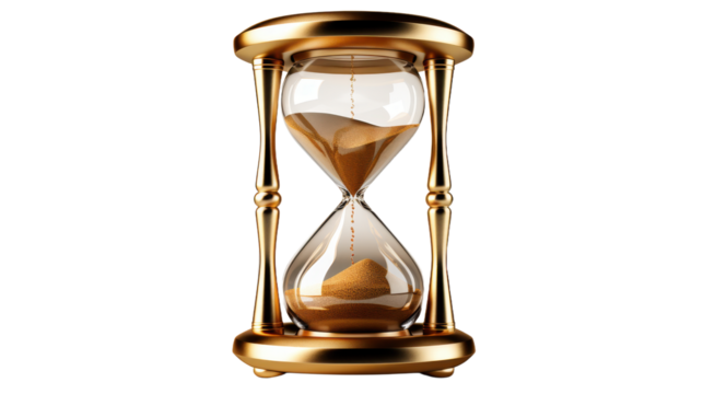 Wooden hourglass sand timer isolated on transparent background. PNG Lifestyle