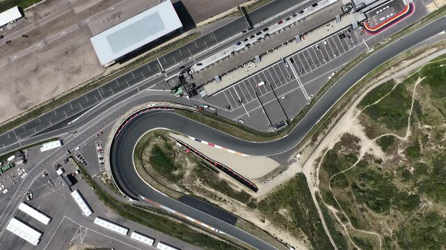 Race track Zandvoort, motorsports circuit in North Holland, The Netherlands. Aerial overview.