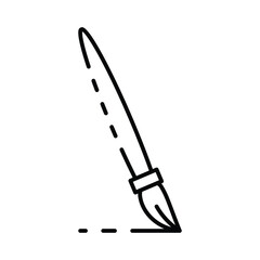 A minimalist line drawing of a paintbrush with a partial outline suggesting artistic action