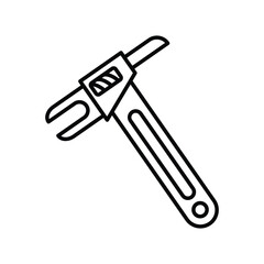 Black outline illustration of a pipe wrench on a white background