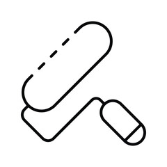 Line drawing of a paint roller with a handle angled upwards