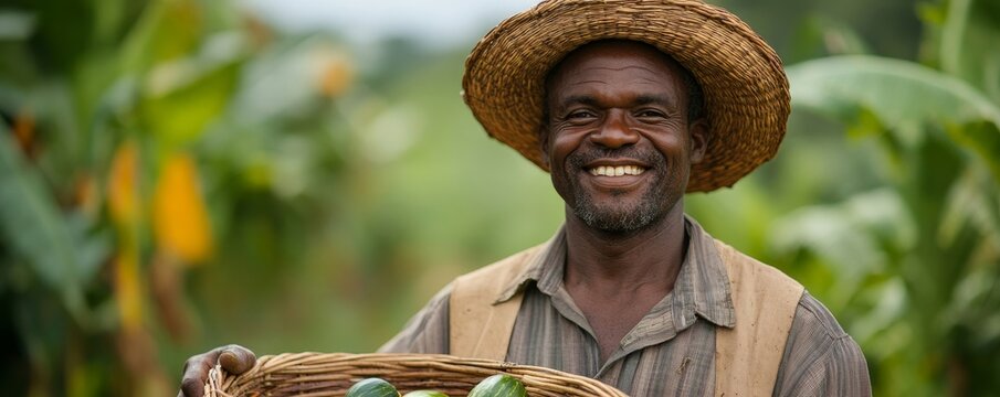 Entrepreneurial farmer holding harvest produce in basket, preparing for market sale of organic goods, Generative AI - Powered by Adobe