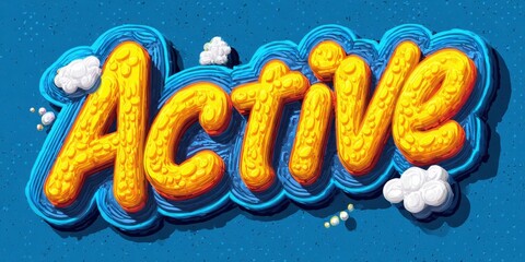 Active Font: Bold and Embossed Text Effect in Cartoon Style