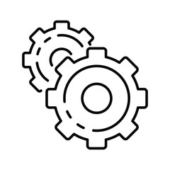 Two interlocking gears outlined one partially hidden behind the other