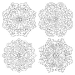 Mandala Bundle, 4 Scalable Designs for DIY & Vinyl Crafts, vector illustration