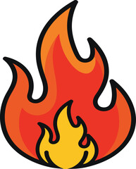 Cartoon Fire with Black Outline