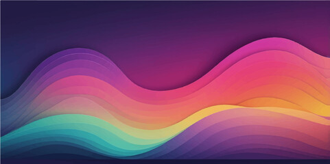 Abstract colorful wave background : A dynamic and visually stunning digital abstract backdrop of layered waves, evoking movement and depth, blending vibrant colors seamlessly, ideal for designs.