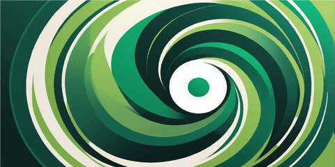 Green Abstract: A dynamic swirling abstract design composed of concentric circles in varying shades of green, creating a sense of movement and visual depth.