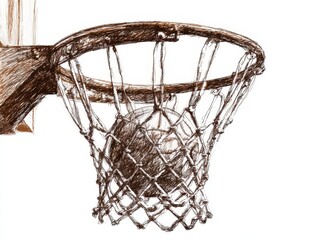 Basketball Sketch. Net and Hoop Symbol for Sport Game Design