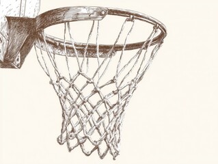 Basketball Sketch. Net with Hoop Basket Symbol for Sport Game and Competition Design