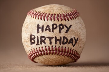 Birthday Baseball. Celebrating Happy Birthday with Baseball Ball in Fun Sports Background