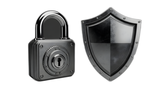 Security Lock and Shield Symbolizing Data Protection and Digital Safety