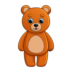 Fototapeta premium Adorable cartoon brown teddy bear with big blue eyes and a friendly smile brown bear cute