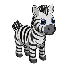 Cartoon zebra with big blue eyes and black and white stripes animal