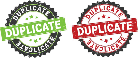 Obraz premium Duplicate stamp vector graphic design element green red grunge rubber seal tag