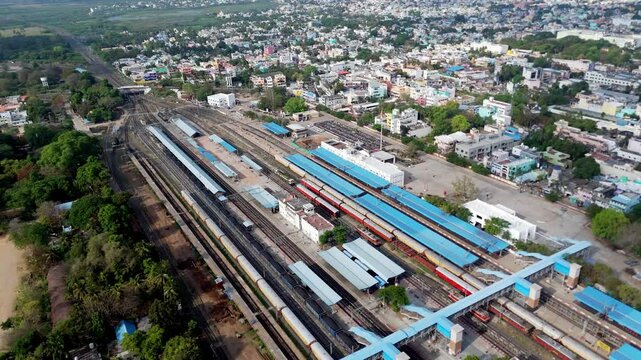 Fast-moving trains and idle engines at Villupuram terminal