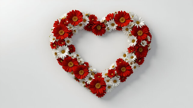 Montenegro National Statehood Day. Heart shape made out of flowers on white background