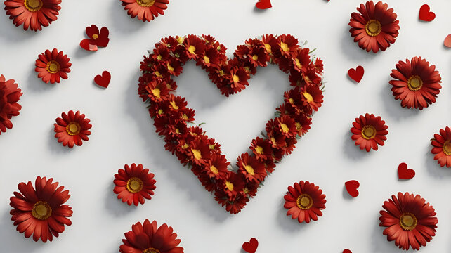 Montenegro National Statehood Day. Heart shape made out of flowers on white background