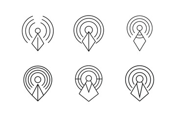 gps signal icon line art vector illustration