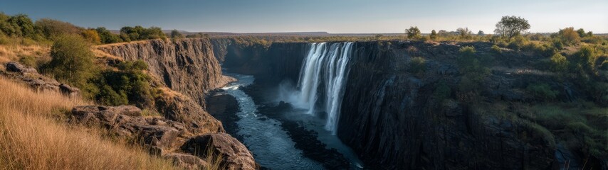 Majestic waterfall view victoria falls hdr 360 degrees photography