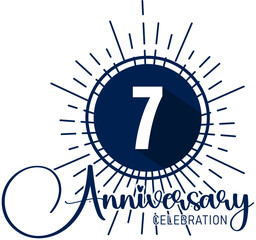 7 years anniversary celebration emblem. congratulations anniversary calligraphy background.