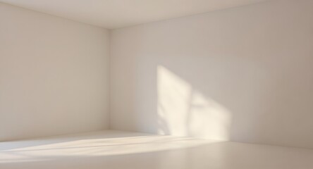 Empty room corner with soft natural light and shadow patterns on walls