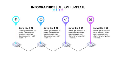 Infographic template. 4 pointers with icons and text