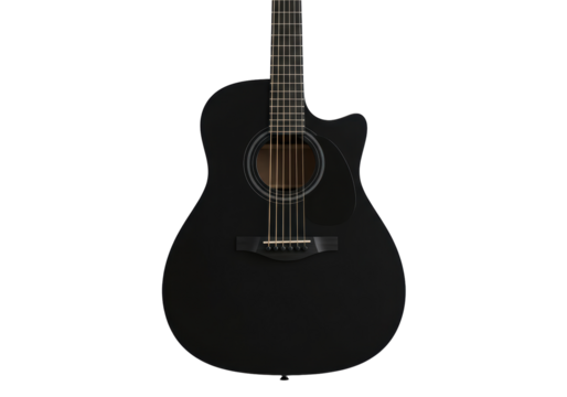 Isolated Sleek Black Acoustic Guitar Musical Instrument
