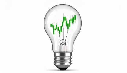 Lightbulb With Growth Chart Illustrates Idea