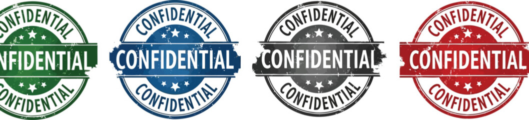 Obraz premium Confidential stamp vector set, privacy and secret information graphic design