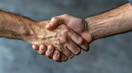 Handshake agreement between business partners in office professional interaction trust building close-up perspective