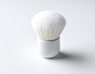 Fluffy White Kabuki Brush on Clean Background