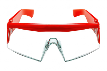Red safety glasses, clear lens