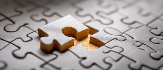Single puzzle piece completing a jigsaw
