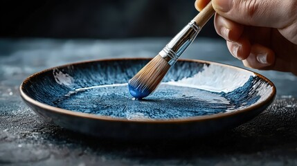 Obraz premium Artistic brush technique creative studio image capture modern environment close-up viewpoint craftsmanship concept
