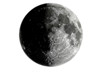 Isolated Detailed Grayscale Image of the Lunar Surface of the Moon