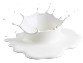  Irregular Spilled Milk Puddle with Drip Trails, Transparent PNG
