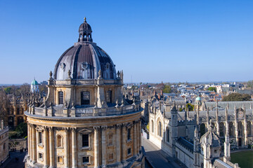 Elevated view of the iconic Bodleian library in the city of Oxford