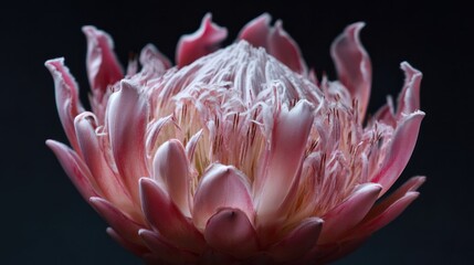 Close up of a beautiful pink king protea flower